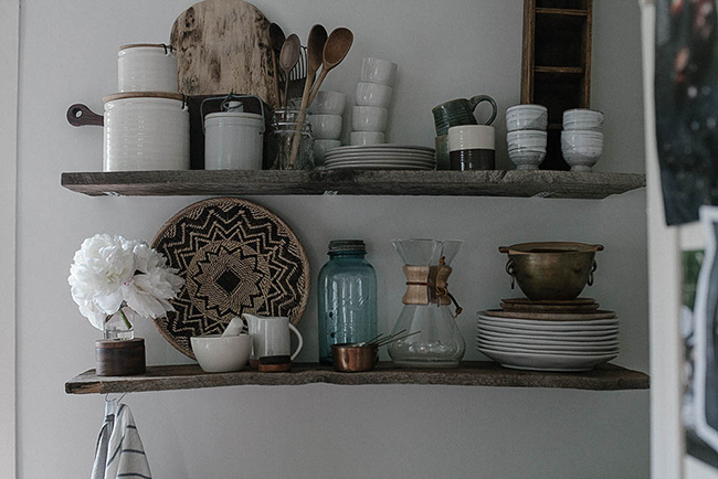 Diy Open Kitchen Shelving With, Reclaimed Wood Kitchen Shelves
