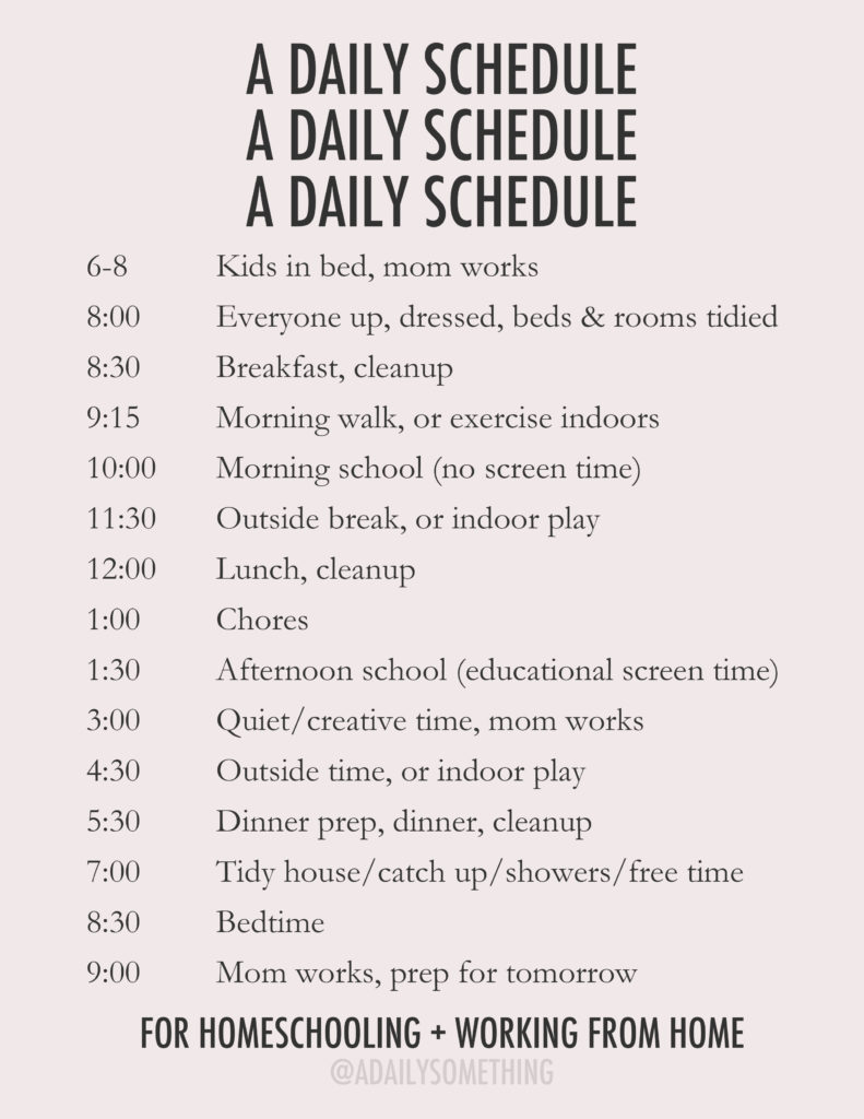 daily homeschool and work from home schedule