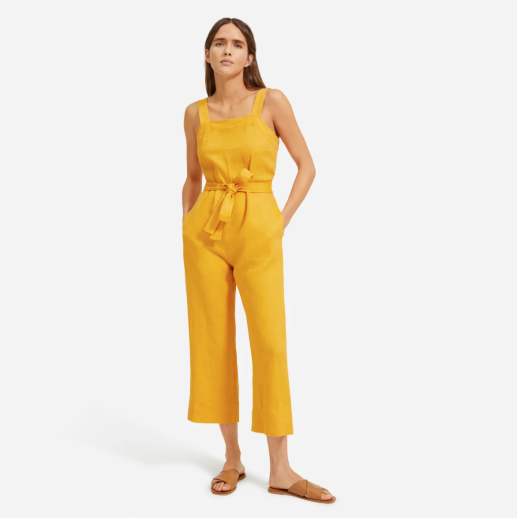 Everlane square neck linen jumpsuit