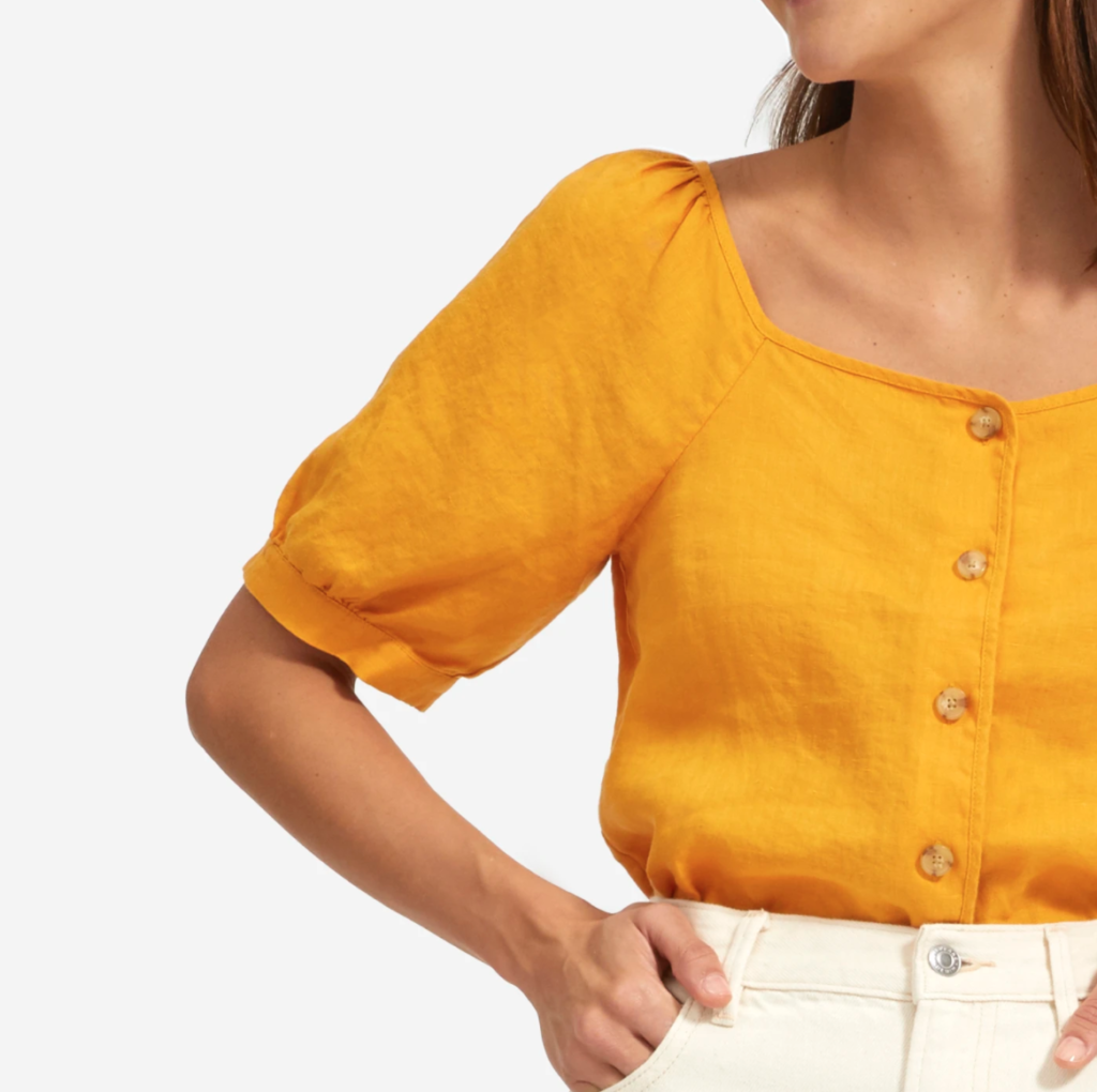 Everlane puff sleve linen top