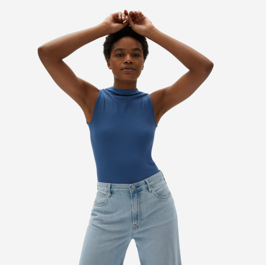 Everlane pima micro rib funnel neck tank